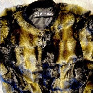 Zara faux fur bomber jacket